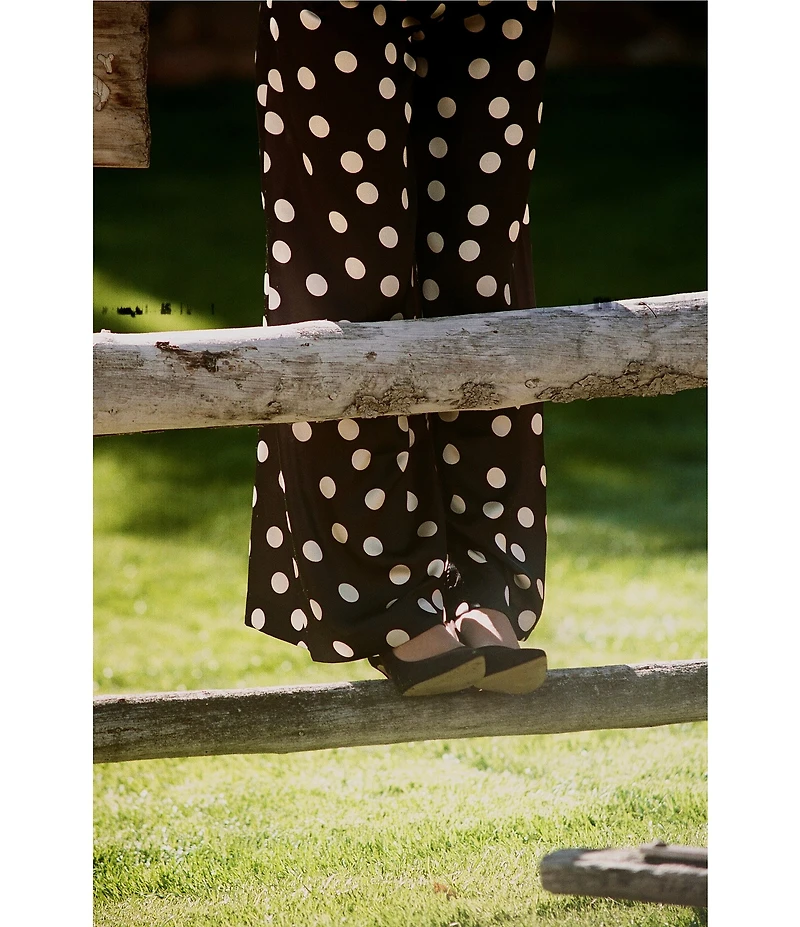 Gianni Bini x Sydney Silverman The Antoci Satin Polka Dot Print High Rise Tailored Wide Leg Coordinating Pants