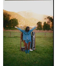 Gianni Bini x Sydney Silverman The Anya Denim Faux Suede Collar Long Sleeve Coordinating Top