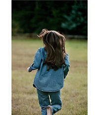 Gianni Bini x Sydney Silverman The Anya Denim Faux Suede Collar Long Sleeve Coordinating Top