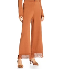 Gianni Bini x Sydney Silverman The Bailey Fine Gauge Knit Wide Leg Fringe Hem Coordinating Pants