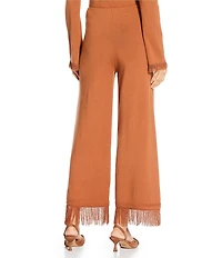 Gianni Bini x Sydney Silverman The Bailey Fine Gauge Knit Wide Leg Fringe Hem Coordinating Pants