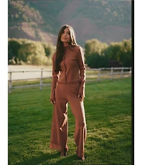 Gianni Bini x Sydney Silverman The Bailey Fine Gauge Knit Wide Leg Fringe Hem Coordinating Pants