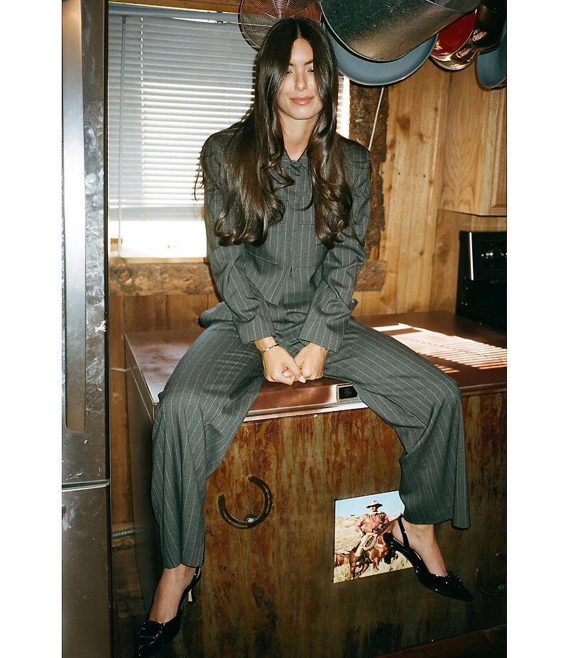 Gianni Bini x Sydney Silverman The Coco Stripe Suiting High Rise Wide Leg Coordinating Pants