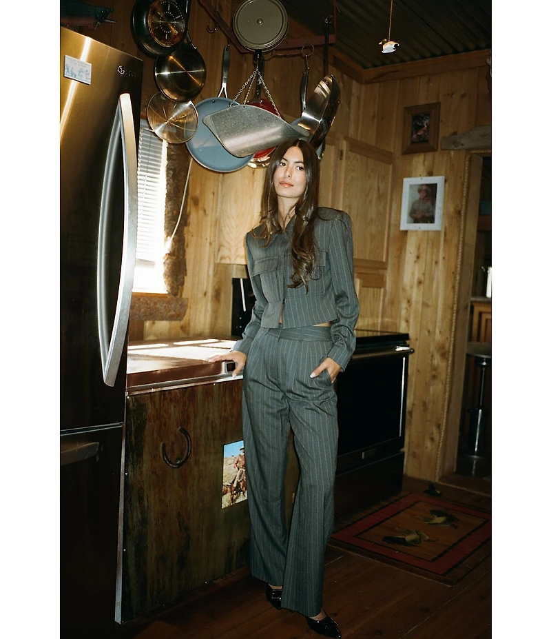 Gianni Bini x Sydney Silverman The Coco Stripe Suiting High Rise Wide Leg Coordinating Pants