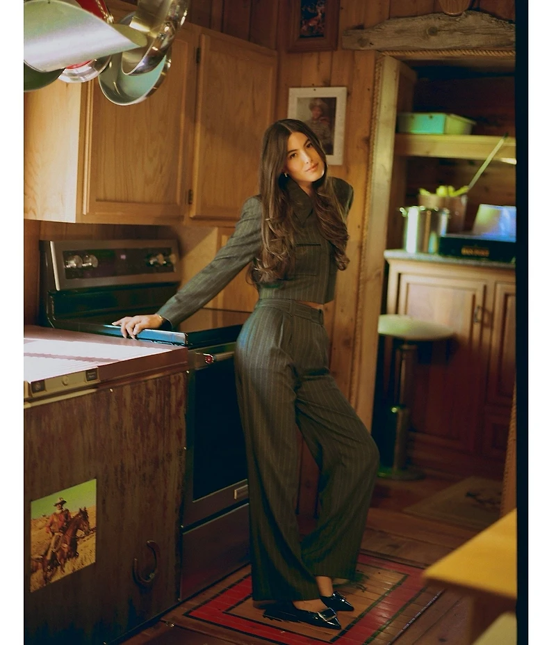 Gianni Bini x Sydney Silverman The Coco Stripe Suiting High Rise Wide Leg Coordinating Pants