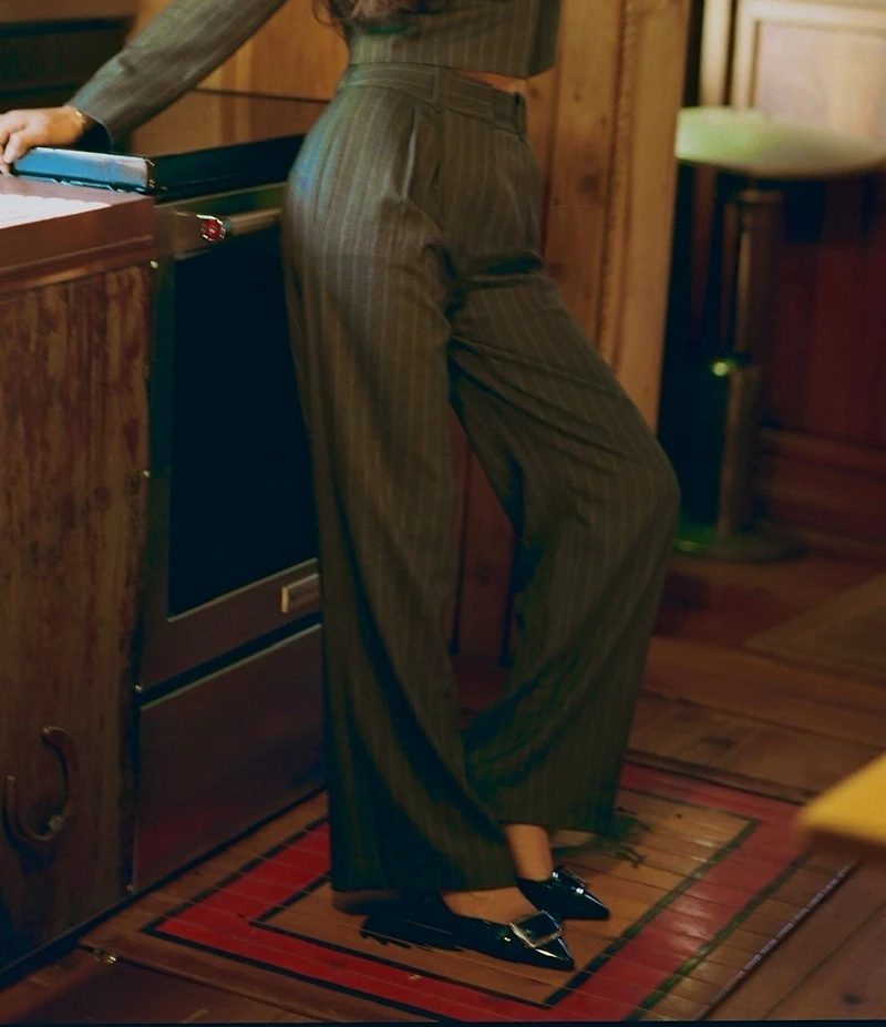 Gianni Bini x Sydney Silverman The Coco Stripe Suiting High Rise Wide Leg Coordinating Pants