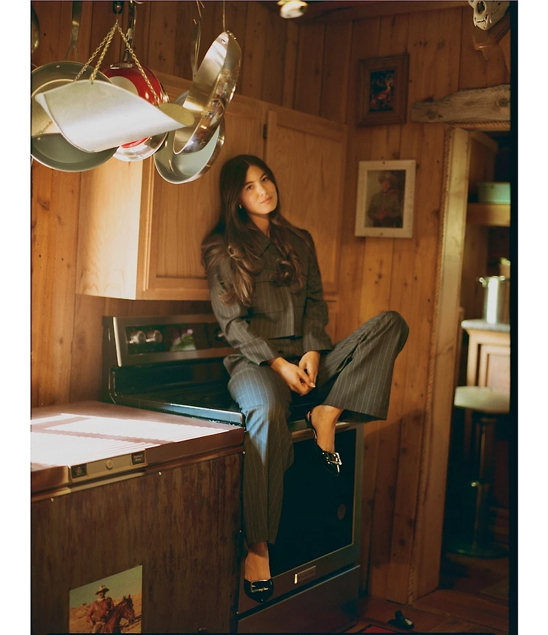 Gianni Bini x Sydney Silverman The Drew Stripe Suiting Long Sleeve Coordinating Cropped Blazer