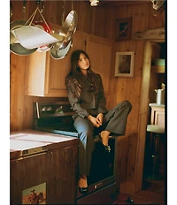 Gianni Bini x Sydney Silverman The Drew Stripe Suiting Long Sleeve Coordinating Cropped Blazer