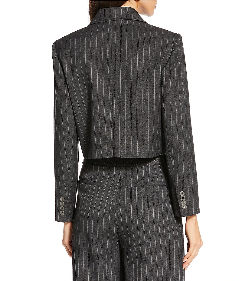 Gianni Bini x Sydney Silverman The Drew Stripe Suiting Long Sleeve Coordinating Cropped Blazer