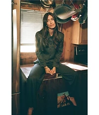 Gianni Bini x Sydney Silverman The Drew Stripe Suiting Long Sleeve Coordinating Cropped Blazer