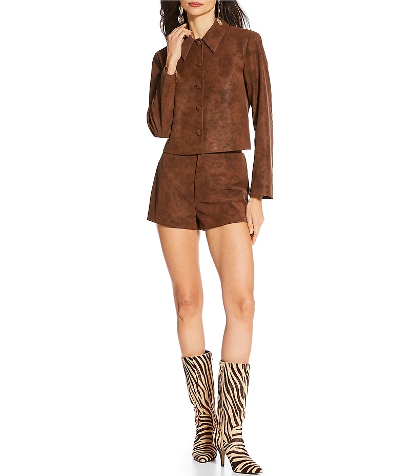 Gianni Bini x Sydney Silverman The Emily Faux Suede Point Collar Long Sleeve Coordinating Jacket