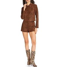 Gianni Bini x Sydney Silverman The Emily Faux Suede Point Collar Long Sleeve Coordinating Jacket