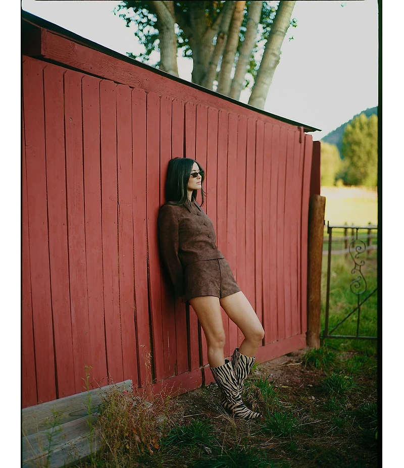 Gianni Bini x Sydney Silverman The Emily Faux Suede Point Collar Long Sleeve Coordinating Jacket