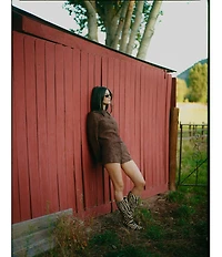 Gianni Bini x Sydney Silverman The Emily Faux Suede Point Collar Long Sleeve Coordinating Jacket