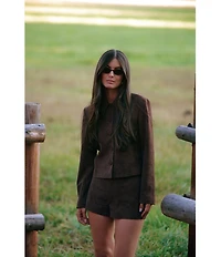 Gianni Bini x Sydney Silverman The Emily Faux Suede Point Collar Long Sleeve Coordinating Jacket