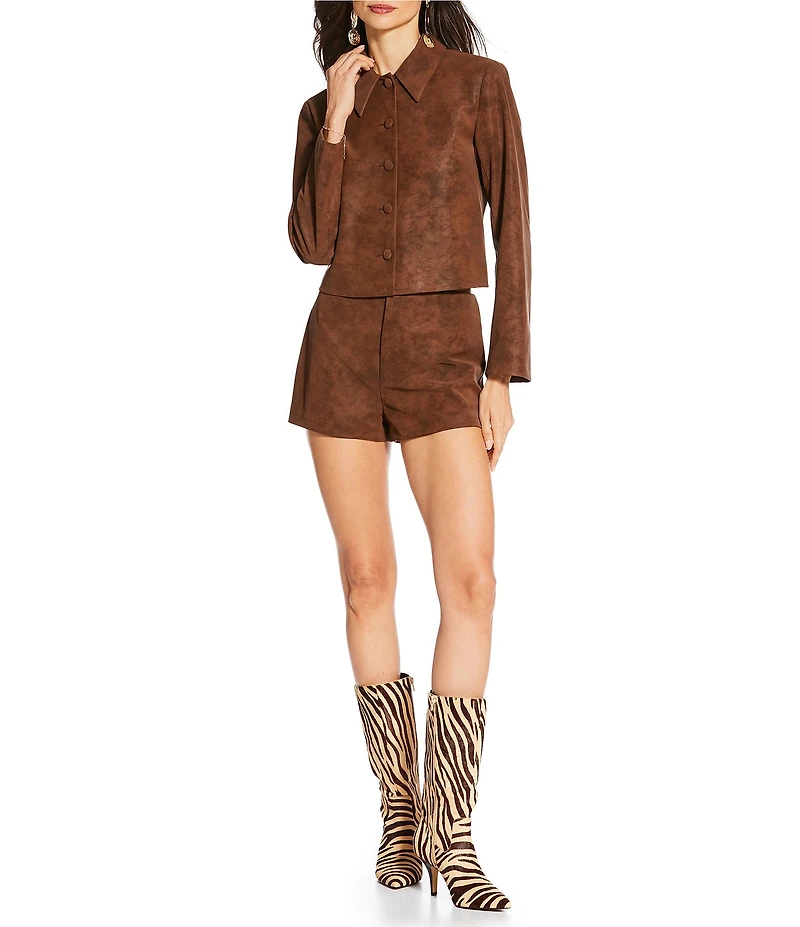 Gianni Bini x Sydney Silverman The Emily Faux Suede Point Collar Long Sleeve Coordinating Jacket