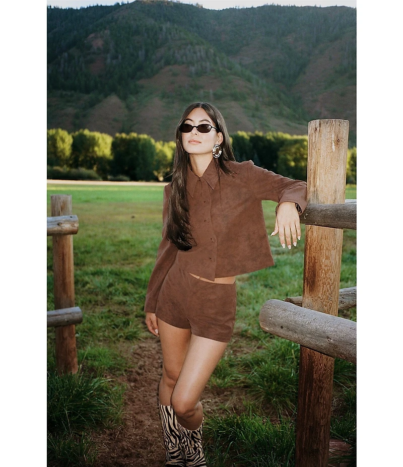 Gianni Bini x Sydney Silverman The Emily Faux Suede Point Collar Long Sleeve Coordinating Jacket