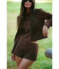 Gianni Bini x Sydney Silverman The Emily Faux Suede Point Collar Long Sleeve Coordinating Jacket