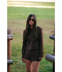 Gianni Bini x Sydney Silverman The Emily Faux Suede Point Collar Long Sleeve Coordinating Jacket