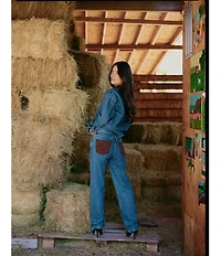 Gianni Bini x Sydney Silverman The Good Denim Mid Rise Faux Suede Double Knee Straight Leg Coordinating Jeans