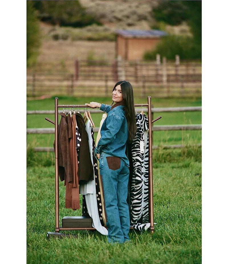 Gianni Bini x Sydney Silverman The Good Denim Mid Rise Faux Suede Double Knee Straight Leg Coordinating Jeans