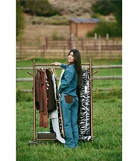 Gianni Bini x Sydney Silverman The Good Denim Mid Rise Faux Suede Double Knee Straight Leg Coordinating Jeans