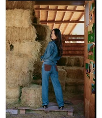 Gianni Bini x Sydney Silverman The Good Denim Mid Rise Faux Suede Double Knee Straight Leg Coordinating Jeans