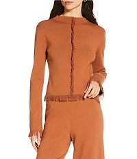 Gianni Bini x Sydney Silverman The Lily Fine Gauge Knit Long Sleeve Fringe Hem Coordinating Top