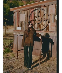 Gianni Bini x Sydney Silverman The Mickey Faux Patent Leather And Faux Suede Belted High Rise Straight Leg Pants