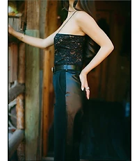 Gianni Bini x Sydney Silverman The Mickey Faux Patent Leather And Faux Suede Belted High Rise Straight Leg Pants