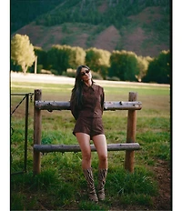 Gianni Bini x Sydney Silverman The Rebecca Faux Suede Mid Rise Coordinating Shorts