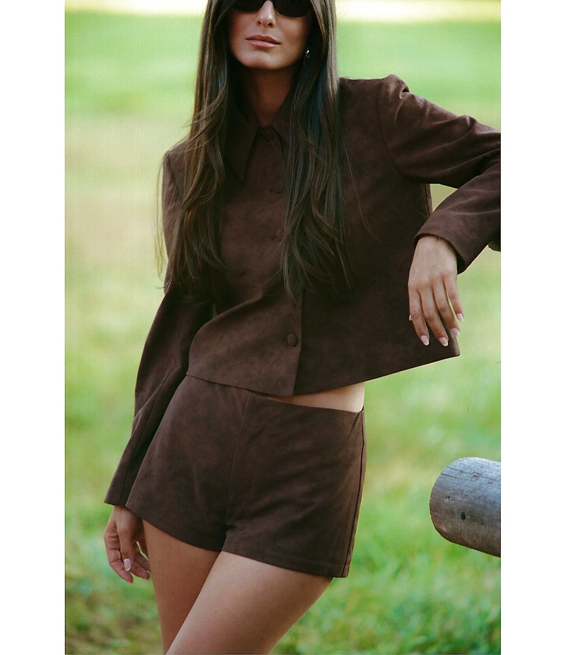 Gianni Bini x Sydney Silverman The Rebecca Faux Suede Mid Rise Coordinating Shorts