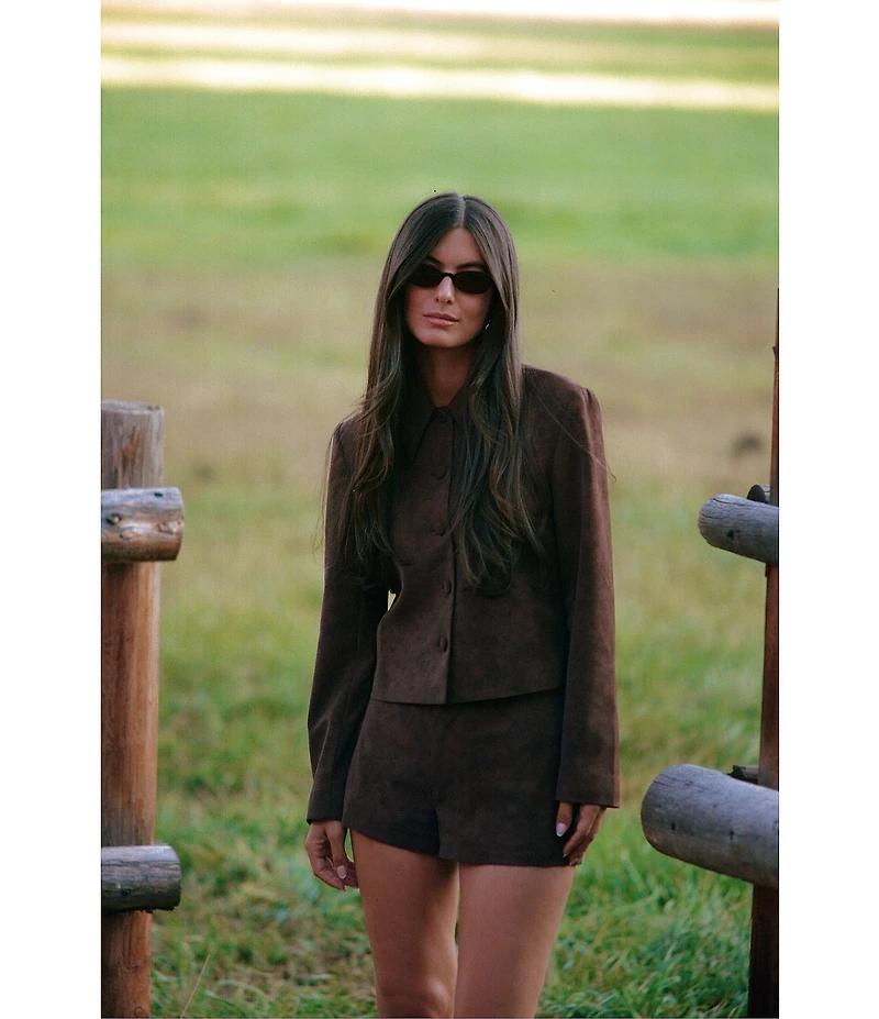 Gianni Bini x Sydney Silverman The Rebecca Faux Suede Mid Rise Coordinating Shorts