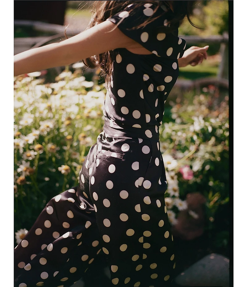 Gianni Bini x Sydney Silverman The Rudman Satin Polka Dot Print One Shoulder Coordinating Top