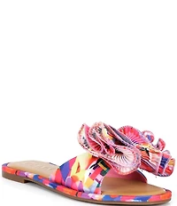 Gianni Bini Zeera Abstract Print Ruffle Bow Slide Sandals