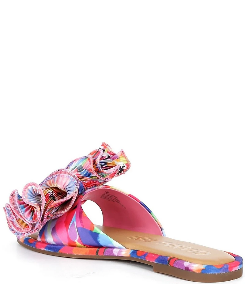 Gianni Bini Zeera Abstract Print Ruffle Bow Slide Sandals