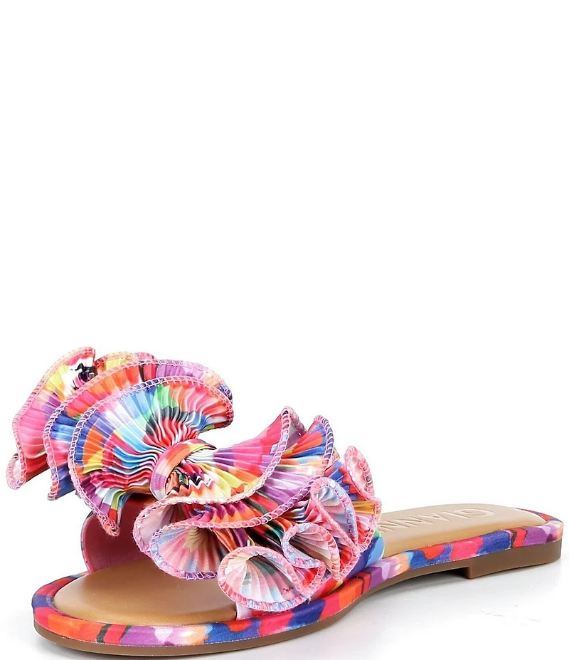 Gianni Bini Zeera Abstract Print Ruffle Bow Slide Sandals
