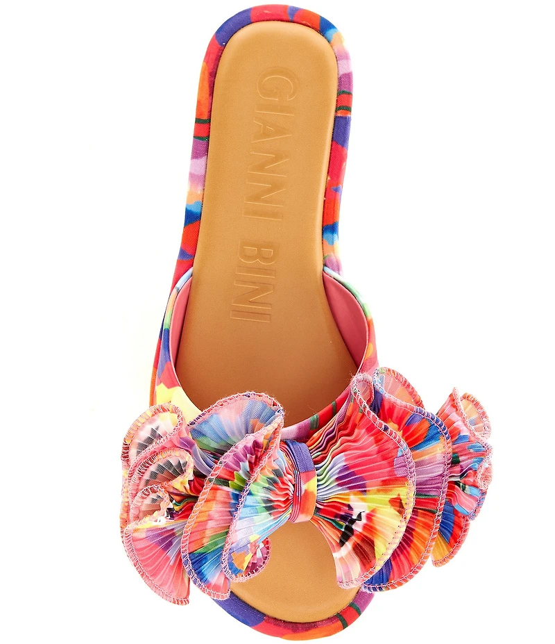 Gianni Bini Zeera Abstract Print Ruffle Bow Slide Sandals