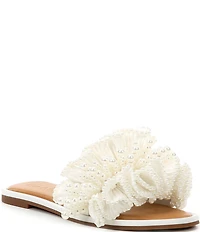 Gianni Bini Zerina Pearl Ruffle Detail Slide Sandals