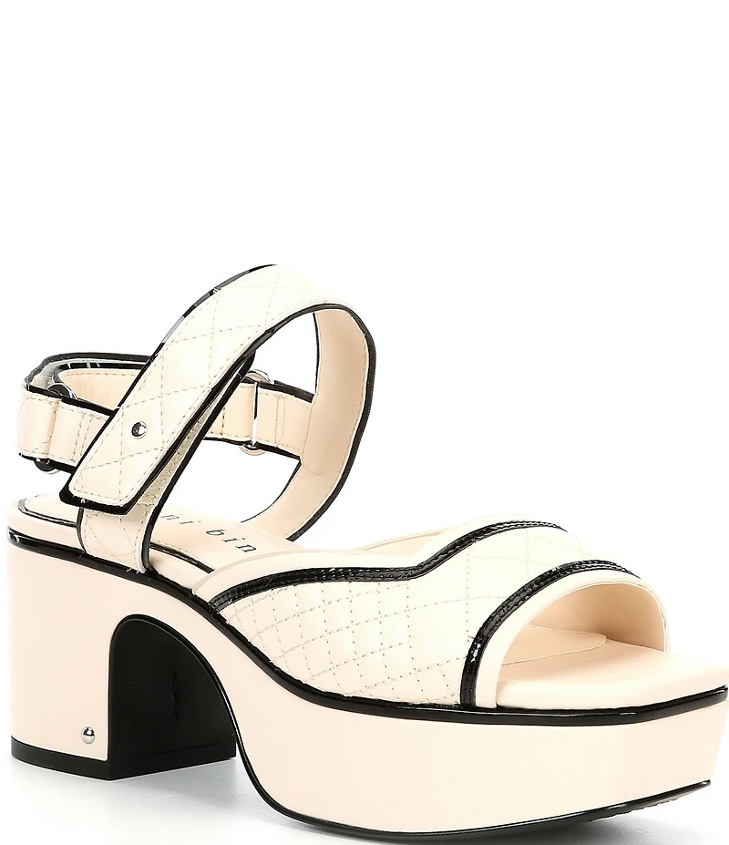 Gianni Bini Zoeyy Quilted Leather and Patent Square Toe Platform Sandals