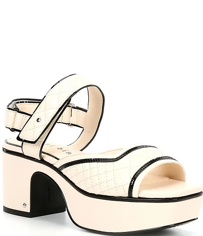 Gianni Bini Zoeyy Quilted Leather and Patent Square Toe Platform Sandals