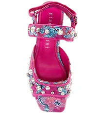 Gianni Bini Zoeyy Three Pearl Ornamented Quilted Brocade Platform Sandals