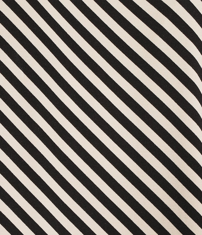 Gibson & Latimer Bias Stripe Knit V-Neck Dropped Short Sleeve Shell Shirttail Tee Shirt