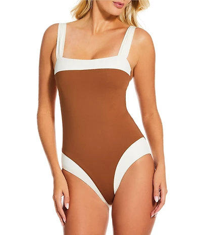 Gibson & Latimer Cannes Color Block 4-Way Stretch Bandeau One Piece Swimsuit