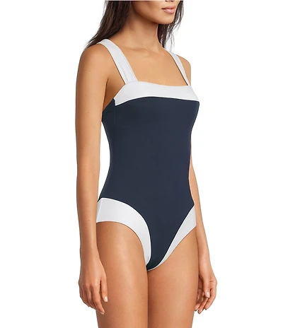 Gibson & Latimer Cannes Color Block 4-Way Stretch Bandeau One Piece Swimsuit