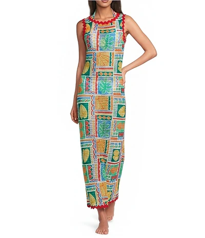 Gibson & Latimer Capri Isle Mesh Ric Rac Trim Maxi Swim Dress Cover-Up