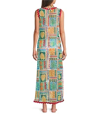 Gibson & Latimer Capri Isle Mesh Ric Rac Trim Maxi Swim Dress Cover-Up