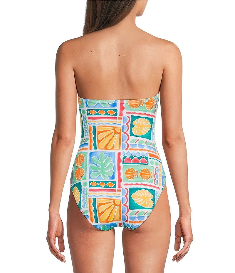 Gibson & Latimer Capri Isle Ric Rac Detail Bandeau One Piece Swimsuit