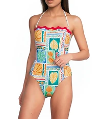 Gibson & Latimer Capri Isle Ric Rac Detail Bandeau One Piece Swimsuit