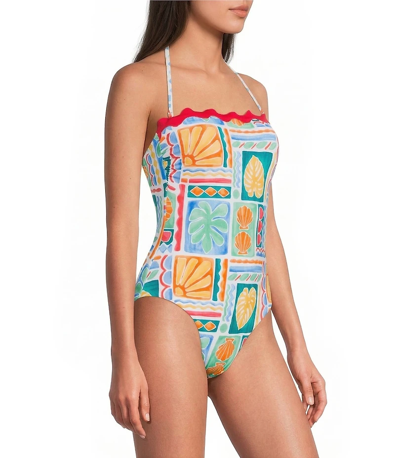 Gibson & Latimer Capri Isle Ric Rac Detail Bandeau One Piece Swimsuit